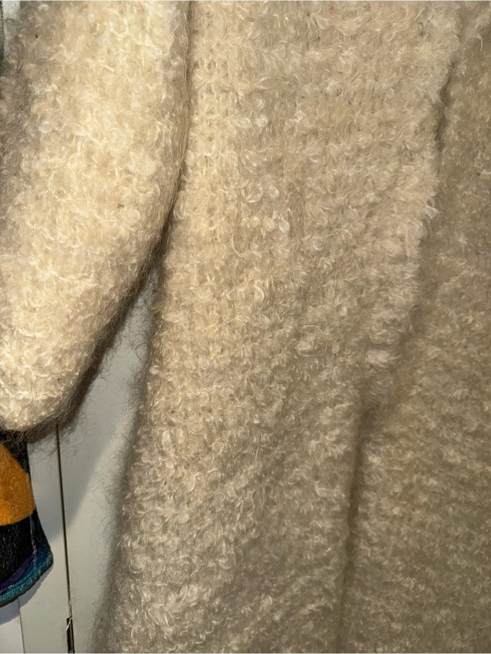 Free People 88% Mohair Bouclé Long Coat Cream Ivory Size XS - Picture 2 of 8